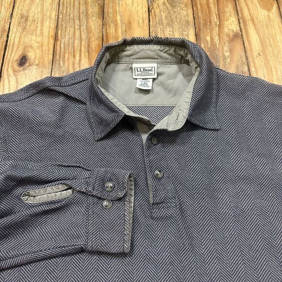 L.L. Bean Other - LL Bean Shirt Mens Large‎ Brown Herringbone Polo Camp Heritage Grandpa Dad